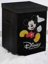 Kuber Industries Disney Mickey Mouse Laundry Basket|Toy Storage Basket|Cloth Storage Basket With Lid & Handles|Wardrobe Organizer|BLACK