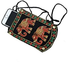 KUBER INDUSTRIES Embroidery Velvet Mobile Pouch Cover, Black