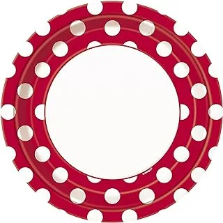 Unique Party 37495 - 23cm Red Polka Dot Party Plates, Pack of 8