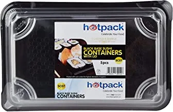 Hotpack Black Sushi Container 254 x 164 x 29 mm Base with Lid (SC07B) 5 Pieces ' 5 Units