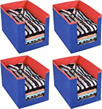 Kuber Industries Shirt Stacker|Baby Clothes Organizer|Drawer Closet Organizer|Cloth Storage Box|Pack of 4 (Blue & Red)