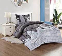 طقم مفروشات سرير فردي مكون من 3 قطع يشتمل على لحاف، وملاءة سرير، وغطاء وسادة، وغطاء، ولحاف خفيف الوزن ذو وجهين، مناسب لجميع المواسم