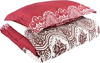 Flower Single Comforter, 160X220Cm, 4 Pieces, Aiwa1143, Red,Cream
