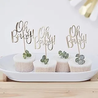 Gingerray Oh Baby Gold Foiled Cupcake Toppers 12-Piece