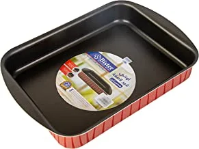 Bister STRIPY Rectangle Baking Oven Tray (30cm) | Made of High-Quality | Nonstick with Flat Bottom Suitable for Oven | Black & Red, 14-216