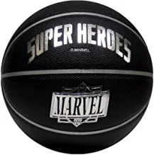 Joerex Basketball MARVEL SUPER HEROES 19075 - By Hirmoz, For Indoor Or Outdoor Playground Hoops - Size 7 - Black/Silver