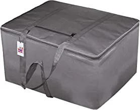 Fun Homes Rexine Jumbo حقيبة تخزين مقاومة للرطوبة تحت السرير مع إغلاق ومقبض بسحاب (رمادي)