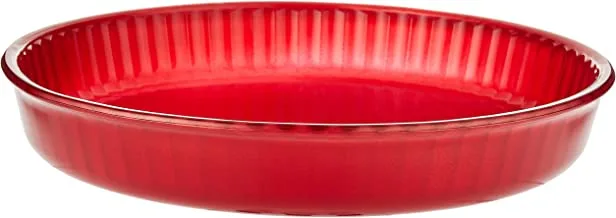 Borcam Glass Round Tray 1 Piece Red - 32 Cm Red
