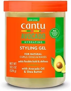 Cantu Avocado Oil And Shea Butter, Alcohol-Free, No Parabens, Flexible Hold Gel 18.5 Ounce Jar