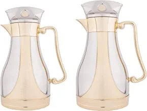 Al Saif Arwa 2 Pieces Coffee And Tea Vacuum Flask Set, Size: 0.7/1.0 Liter, Color: Nickel Gold
