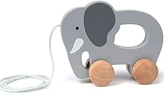 Hape Elephant Push and Pull Along Toy for 12 Plus Months Babies, Grey