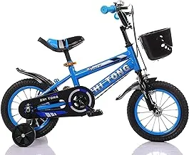 دراجة أطفال ZHITONG مزودة بعجلات تدريب وسلة مقاس 12 بوصة ، أزرق ، مقاس S