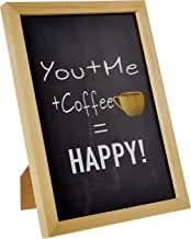 LOWHA You + me + coffee = happy Wall Art with Pan Wood framed Ready to hang for home, bed room, office living room Home decor hand made wooden color 23 x 33cm By LOWHA