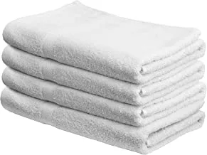 Deyarco - Princess 4 Pcs Bath Towel Set, 100% Cotton Terry Ringspun, Fast Absorbent, Quick Dry, 480 GSM, Size: 70 x 140cm, White