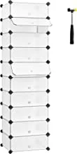 Songmics Interlocking Shoe Rack, Rectangular Storage Organiser, 10-Slot Modular Diy Storage Shelf Unit, 40 X 30 X 17 cm For Each Slot, Metal Wire Wardrobe, White Lpc10W