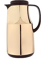 S/STEEL METAL BODY FLASK WITH BODY : GOLD COLOR OTHER PART : BROWN COLOR (LID,MOUTH AND HANDLE) (SIZE : 1.0L)