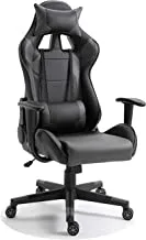MAHMAYI OFFICE FURNITURE C599 AdJustable Pu Leather Gaming Chair - Pc Computer Chair For Gaming, Office Or Students, Ergonomic Back Lumbar Support (Grey, No Footrest), C599_Grey