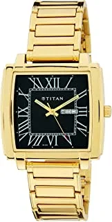 Titan Black Dial Stainless Steel Strap Watch