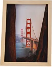 جسر البوابة الذهبية من لووا ، لوحة جدارية سان فرانسيسكو بإطار خشبي جاهز للتعليق للمنزل ، غرفة النوم ، غرفة المعيشة والمكتب ، ديكور المنزل مصنوع يدويًا ، لون خشبي 23 × 33 سم من LOWHA