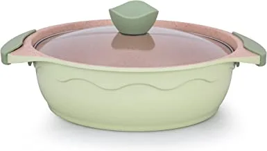 Al Saif Amercook Alfetta Non Stick Casserole Cooking Pot With Glass Lid Size: 26Cm, Green