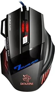 ماوس ألعاب سلكي فائق السرعة من داتا زون مع مفاتيح سريعة الاستجابة وقاعدة شحن مع إضاءة RGB متعددة الألوان أسود X7