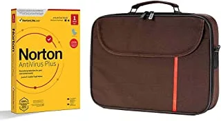 Laptop bag, Datazone shoulder bag 14.1 inch Brown with Norton antivirus plus 1 user 1 device with 1 year subscription.