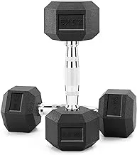 SKY LAND Rubber Coated Hex Dumbbell Set with Chrome Metal Handle for Strength Training-[ 2pcs-Hex Dumbbell]-EM-9260