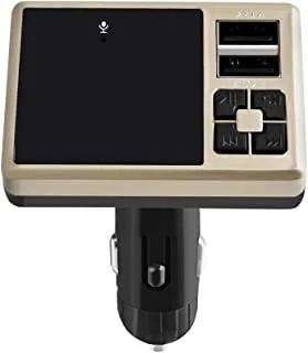Wireless Bluetooth Car FM Transmitter with Fast Dual USB charger Hands free calling, Gold, DZ- 950KWD