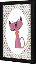 LOWHA Cute Cat Wall art wooden frame Black color 23x33cm By LOWHA