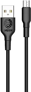 Green PVC Micro USB Cable 1.2m 2A - Black