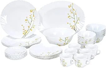 LaOpala Dinnerware Set 38 Pcs, Citron Weave: Elevate Your Dining Experience Dinnerware Set | Microwave Safe & Dishwasher Serving Set| Serving Utensils For Family Meals