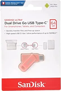 محرك الأقراص المحمول SanDisk Ultra® Dual Drive Go USB Type-CTM سعة 64 جيجابايت كهرماني خوخي