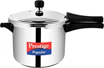 Prestige Popular 5 Ltr Pressure Cooker | Stainless Steel Induction Compatible Cooker|4.5 mm Thick Alpha Base | Sturdy Handles MPP20652 - Silver