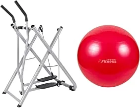 Fitness World Air Walker Glider Fitness Exercise Machine, Silver With Fitness World Yoga Ball Red 85 Cm