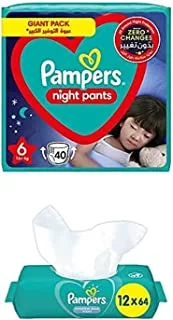 Pampers Baby-Dry Night, Size 6, 160 Diaper Pants + 768 Complete Clean Wet Wipes