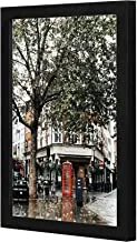 LOWHA LWHPWVP4B-1393 Orange Telephone Booth Near Tree Wall art wooden frame Black color 23x33cm By LOWHA