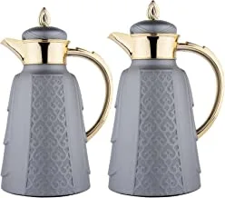 Al Saif 2 Pieces Coffee And Tea Vacuum Flask Set Size: 0.75/1.0 Liter, Color: Dark Smoky Grey