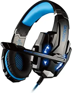 Datazone Professional Stereo Gaming Headset with Microphone for Laptop and Smartphone 3.5mm Jack with Volume Control G9000 (Blue), meduim, Wired