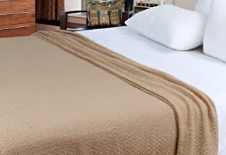Krp home 100% cotton, soft premium thermal blanket/throw lightweight and breathable mosaic weave - perfect for layering any bed for all-season - beige 167x228 cm