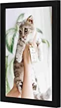 LOWHA Cat Wearing Tag Wall art wooden frame Black color 23x33cm By LOWHA