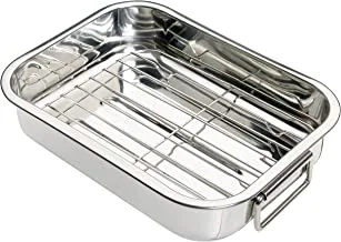 KitchenCraft Stainless Steel Roasting Pan with Rack Sleeved Silver Small (27 x 20 cm) KCRNR25