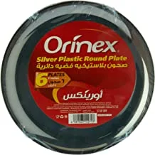 Orinex Pans Plastic Round Silver, 6 Pieces, Black