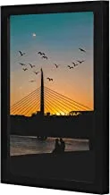 Lowha Bridge With Two People On Side Wall Art Wooden Frame Black Color 23X33Cm By Lowha