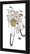 LOWHA roses basket bike Wall art wooden frame Black color 23x33cm By LOWHA