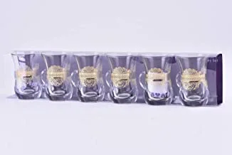 Wisteria Glass Tea Tumbler W/Handle set Organza Gold /6PCS