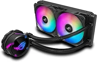 Asus ROG Strix LC 240 all-in-one liquid CPU cooler with Aura Sync, dual ROG 120mm addressable RGB radiator fans and Reinforced sleeved tubing