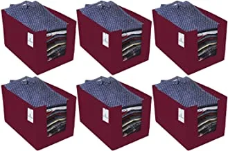 Kuber Industries Shirt Stacker|Baby Clothes Organizer|Drawer Closet Organizer|Cloth Storage Box|Pack of 6 (Maroon) Standard