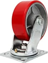 BMB Tools Red PU Iron Core Heavy Duty Caster - Plate - Swivel | Polyurethane (PU) wheels offer the elasticity of rubber wheels combined with the toughness and durability of metal wheels