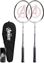 Joerex Badminton Racquet Marvel Black Panther By Hirmoz - Aluminium Alloy, 2 Racquet With Cover Bag + 3 Pieces Shuttlecocks - Size 26