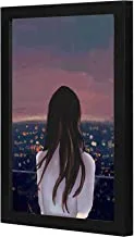 LOWHA night view girl Wall art wooden frame Black color 23x33cm By LOWHA